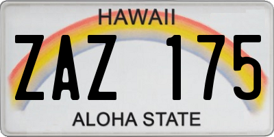 HI license plate ZAZ175