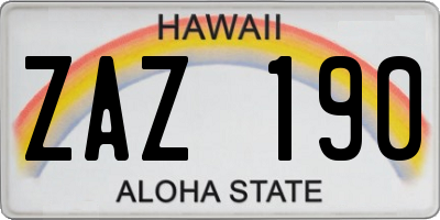 HI license plate ZAZ190