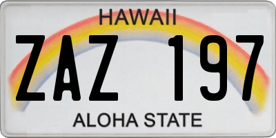 HI license plate ZAZ197