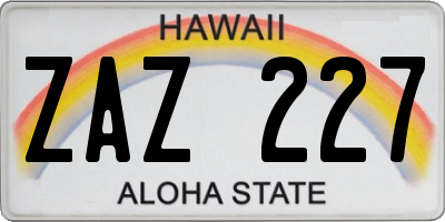 HI license plate ZAZ227