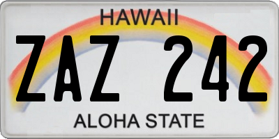 HI license plate ZAZ242