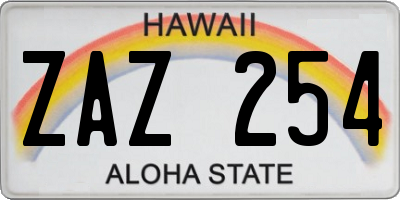 HI license plate ZAZ254