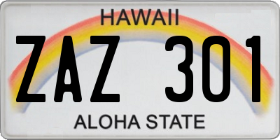 HI license plate ZAZ301