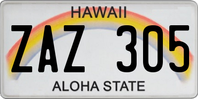 HI license plate ZAZ305