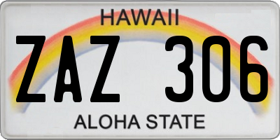 HI license plate ZAZ306