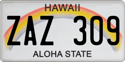 HI license plate ZAZ309