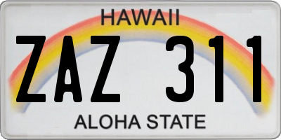 HI license plate ZAZ311