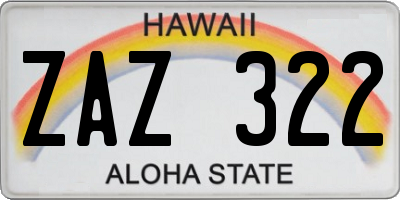 HI license plate ZAZ322