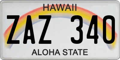 HI license plate ZAZ340