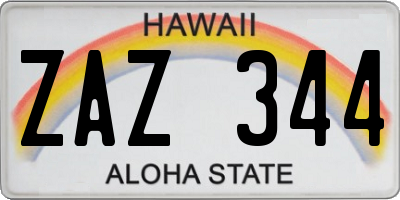 HI license plate ZAZ344