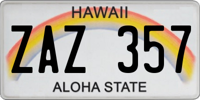 HI license plate ZAZ357