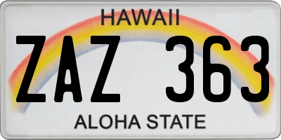 HI license plate ZAZ363
