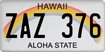 HI license plate ZAZ376