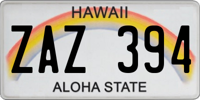 HI license plate ZAZ394