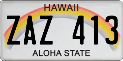 HI license plate ZAZ413