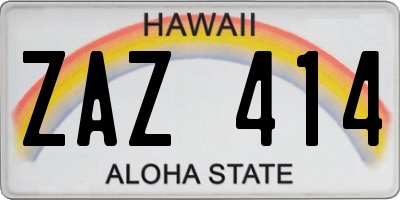 HI license plate ZAZ414