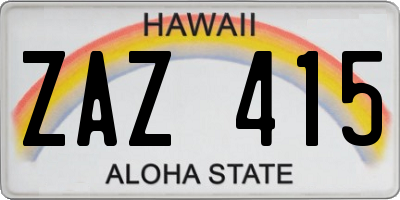 HI license plate ZAZ415