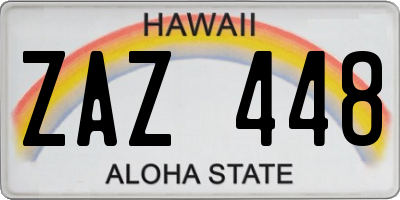 HI license plate ZAZ448
