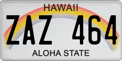 HI license plate ZAZ464