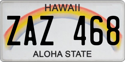 HI license plate ZAZ468