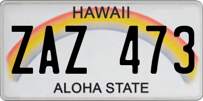 HI license plate ZAZ473