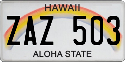 HI license plate ZAZ503