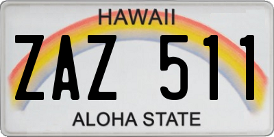 HI license plate ZAZ511