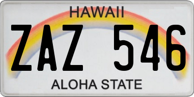 HI license plate ZAZ546
