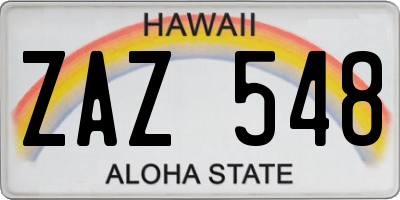 HI license plate ZAZ548