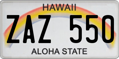 HI license plate ZAZ550