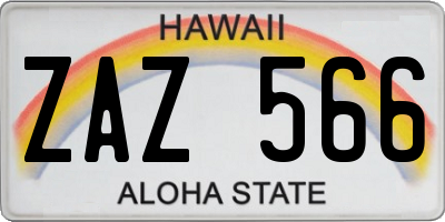 HI license plate ZAZ566