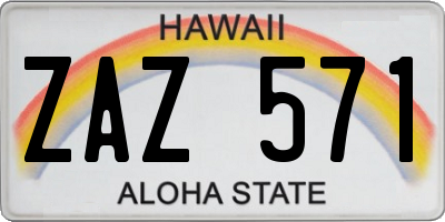 HI license plate ZAZ571