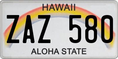 HI license plate ZAZ580