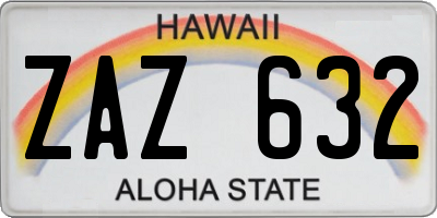 HI license plate ZAZ632