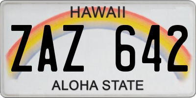 HI license plate ZAZ642