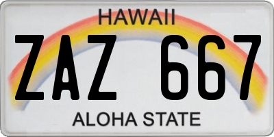 HI license plate ZAZ667