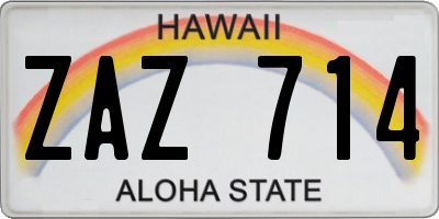 HI license plate ZAZ714
