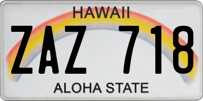 HI license plate ZAZ718