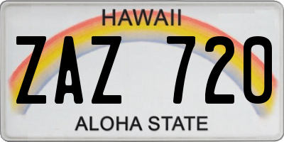 HI license plate ZAZ720