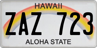 HI license plate ZAZ723