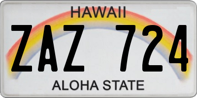 HI license plate ZAZ724