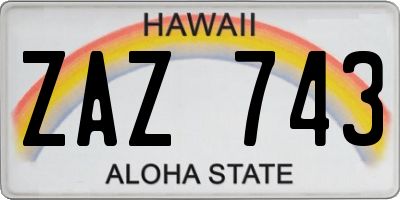 HI license plate ZAZ743