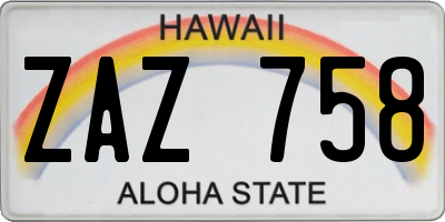 HI license plate ZAZ758