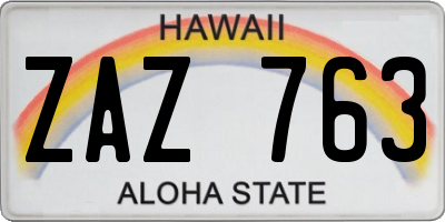 HI license plate ZAZ763