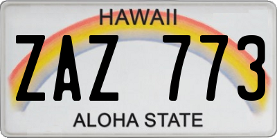 HI license plate ZAZ773