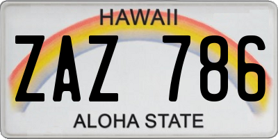 HI license plate ZAZ786