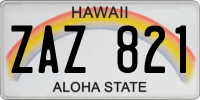 HI license plate ZAZ821