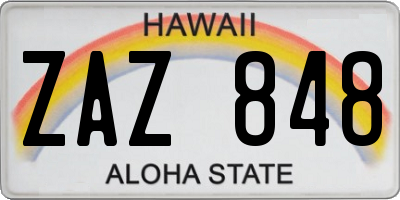HI license plate ZAZ848