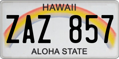 HI license plate ZAZ857