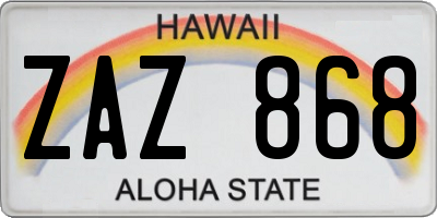 HI license plate ZAZ868